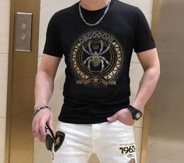 T-shirts hommes T-shirts hommes 100 coton ours design strass t-shirt hip hop haute qualité marque haute qualité borunke hommes t-shirt T240126