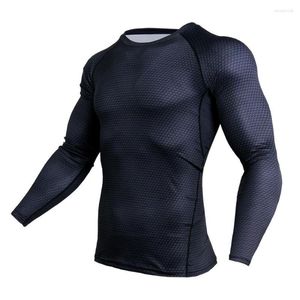 T-shirts pour hommes T-shirts pour hommes Chemise de compression Élastiques Thermique à manches longues Vêtements de fitness Bodybuilding Tight Tops à séchage rapide Tee