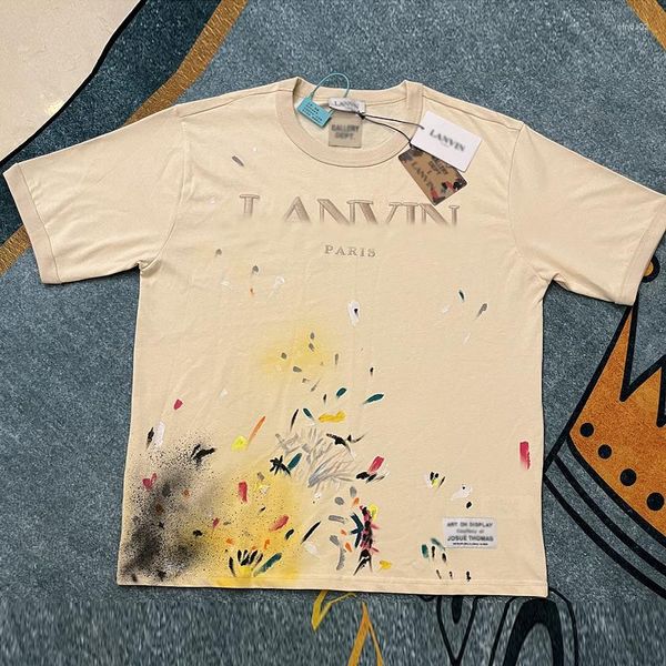 T-shirts pour hommes t-shirts hommes fashion graffiti splash-ink imprimer t-shirt à manches courtes lavage d'été usé t-t-shirt spacieux