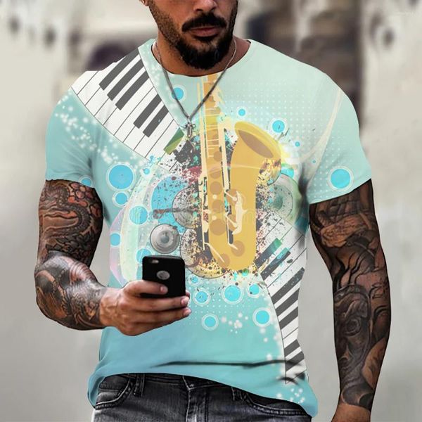 Camisetas para hombre Camisetas para hombre Moda Música Harajuku Impreso en 3D Cuello redondo Estilo étnico Camiseta de manga corta de gran tamaño