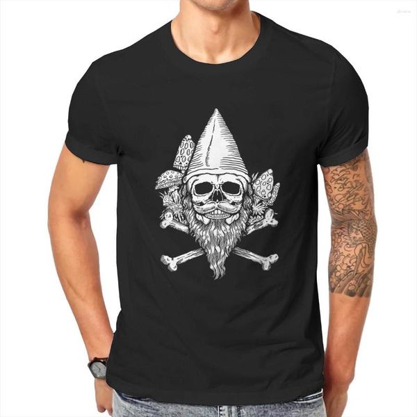 Camisetas de hombre Camisetas de hombre Gnomo Calavera Barba Camiseta de algodón puro única Camiseta de manga corta Buccaneer Piratería O Cuello Tops Gráfico