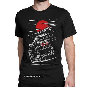 Heren T-shirts Men T-shirts Skyline GTR 34 Haruna JDM Sportcar Vintage Premium katoenen T-shirt Japanse snelle auto-tops T shirts kleding T240425