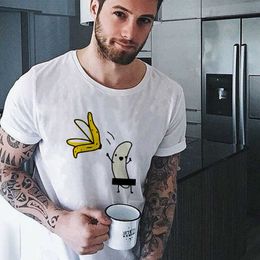 Heren t-shirts Men T-shirts zomer schattige banaan grappig ontwerp hipster heren t-shirts tops witte o-neck casual mode t shirts outfits streetwear t230103