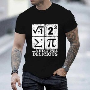 Heren t-shirts heren t-shirts zomer ik at wat pi design t-shirt grappig ik at wat taart math nerd humor klassiek Retro short slve top t kleding t240506