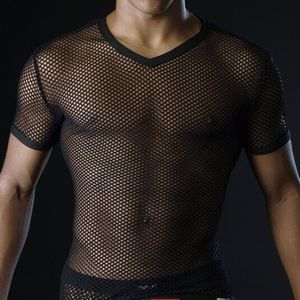 Camisetas para hombres Camisetas para hombres Malla transparente Ver a través de las tapas Camisetas Hombre sexy Camiseta con cuello en V Camiseta Hombre gay Ropa casual Camiseta Ropa 230608