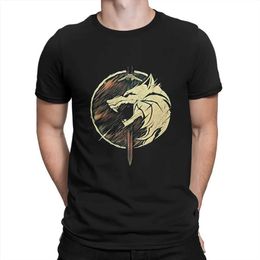 T-shirts masculins hommes L'école du loup fantaisie t-shirts les witchers cool vêtements de coton purs drôles à manches courtes rond