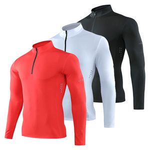 Hommes T-shirts Hommes Serré Sport T-shirt À Manches Longues Gym Running Vêtements Fitness Compression Sportswear Zip Pull Randonnée Rashgard Sweat 230208