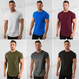 T-shirts masculins pour hommes qui s'entraînent au football T-shirt rapide Dry Bodybuilding Gym T-shirts Short Slve Sport Shirt Running Top Man Sportswear T240419
