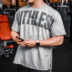 T-shirts pour hommes Tshirt Drop-épaule Sleeve Loose Hip Hop Shirt Men Workout Gym Streetwear HARAJUKU TE-shirts 2443