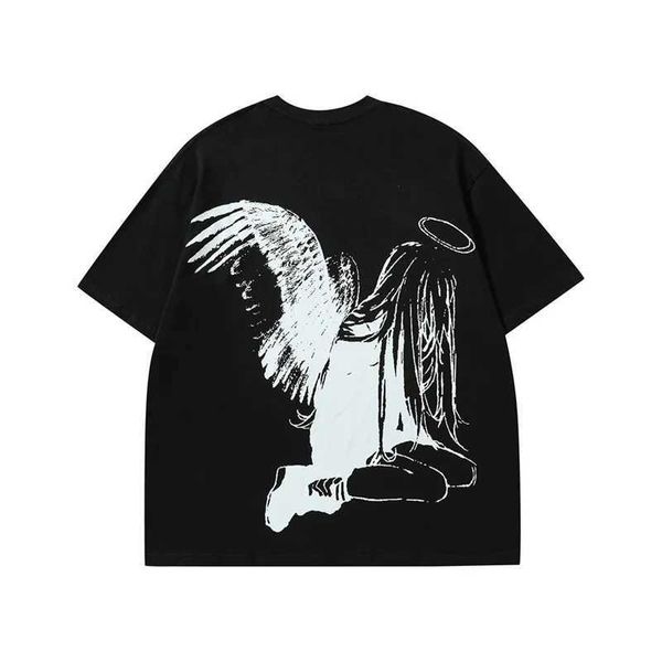 T-shirts masculins Tshirt Streetwear japonais Harajuku Cartoon Angel Wings T-shirt Graphic Summer 2023 Hiphop Y2K T-shirt Anime Tops Tee Cotton J240402