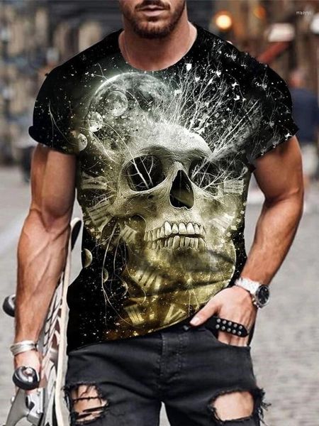 T-shirts pour hommes Hommes T-shirts 2022 Menswear Street Casual Skull Imprimer T-shirt à manches courtes Vêtements de mode Plus Taille Chemise surdimensionnée