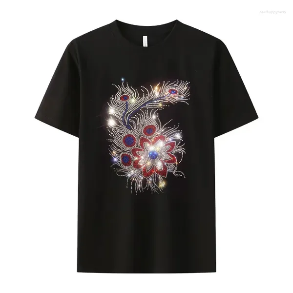 T-shirts pour hommes T-shirts pour hommes T-shirts imprimés diamants fleurs T-shirt surdimensionné en coton à manches courtes Tops d'été T-shirts