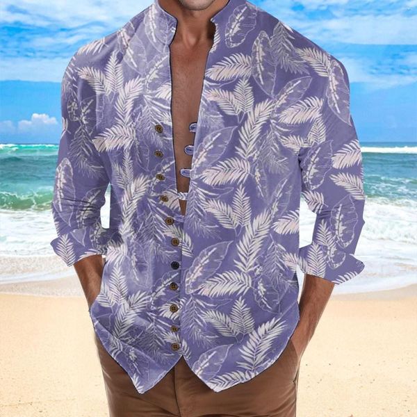 T-shirts pour hommes hommes avec des conceptions hommes vacances bord de mer loisirs lâche bouton col montant numérique 3D imprimé mignon été hauts à manches courtes