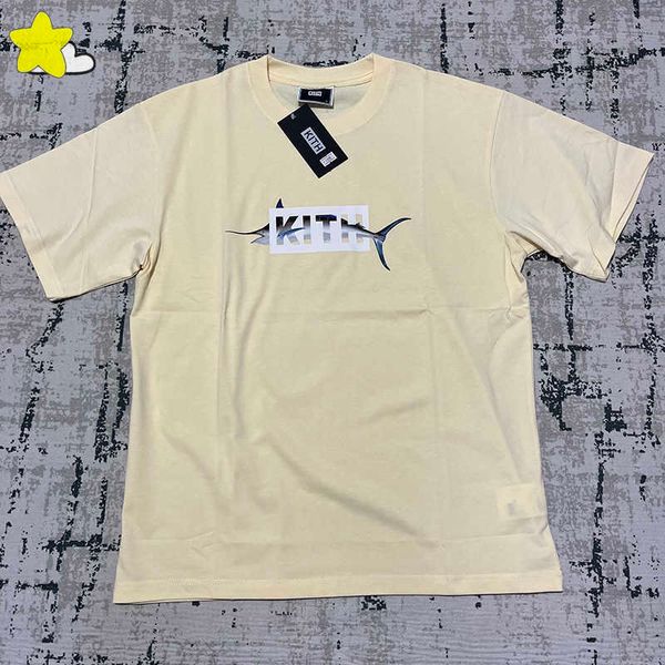 Camisetas para hombres Hombres Mujeres Bla Albaricoque Blanco KI Tee Estilo de verano Impresión de peces Casual Caja de moda Camiseta Hip Hop Streetwear Top