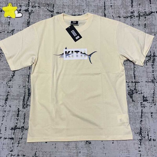 T-shirts pour hommes Hommes Femmes Noir Abricot Blanc KITH Tee Summer Style Fish Printing Casual Fashion Box T Shirt Hip Hop Streetwear Top T230602