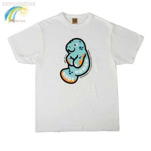T-shirts pour hommes Hommes Femmes Casual Loose Couple Tee High Quality Manatee Print Human Made T Shirt Miami Animal Graphic Limited Top Inside Tag
