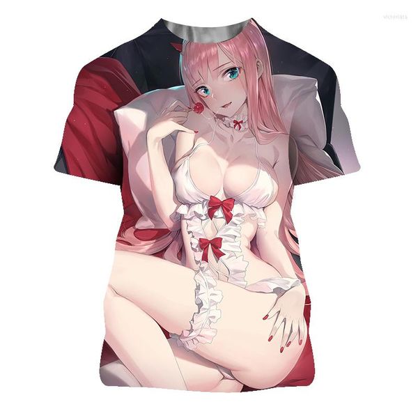 T-shirts pour hommes Hommes Femmes Mode T-shirt Darling In The Franxx Shirt 3D Sexy Girl Zero Two Hentai Camisetas Kids Boy Hip Hop Tops Tee