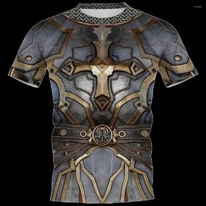 Camisetas para hombre, camiseta para hombre y mujer, camiseta con estampado 3D de armadura de tatuaje vikingo, camisetas informales Harajuku de manga corta Unisex