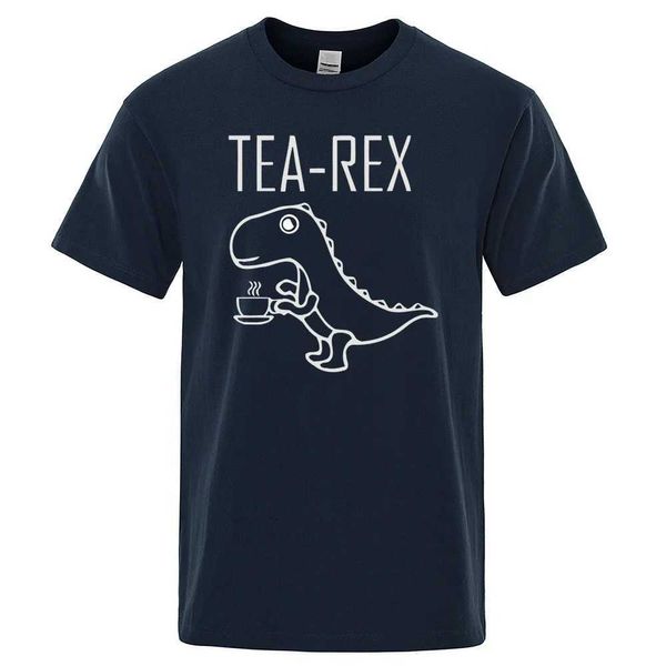 T-shirts masculins hommes femmes thé rex drôle dinosaure boisson coff t-shirts mode tshirt de haute qualité