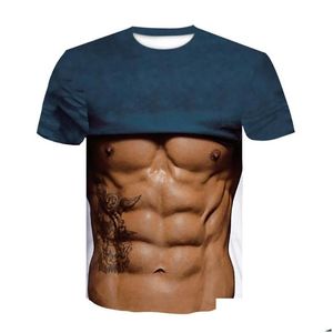 T-shirts masculins Men039s Tshirts Men39s 3D COOL MUSCLE ABS T-shirts Funny Loose Plus taille Slim Fit Sports Tops 6xlmen039S8754927 Ottd8