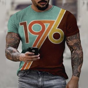 T-shirts pour hommes Hommes 2022 Année Hommes Tshirt Unisexe Mode Casual Manches courtes 3D 1976 Impression Femmes Harajuku Streetwear Tops surdimensionnés