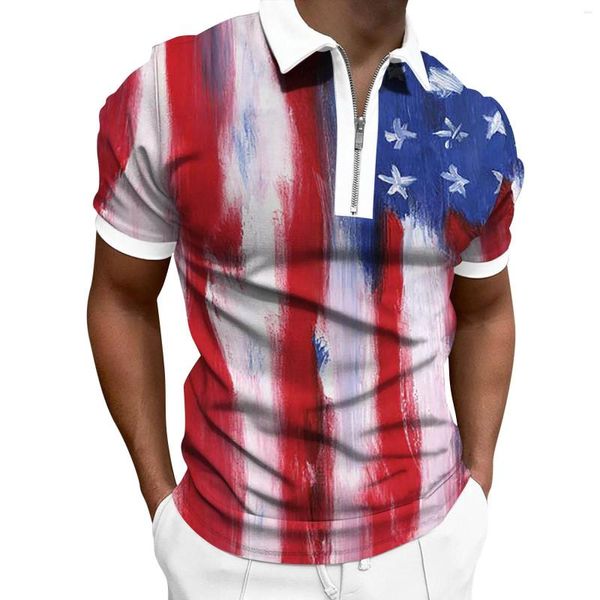 Hommes t-shirts hommes 3D impression numérique revers fermeture éclair à manches courtes chemise mode décontractée veste sport vêtements de sport