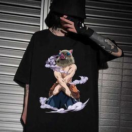 T-shirts masculins T-shirt anime t-shirt diable tueur lame Hashihira innosuke à manches courtes Hip-hop japonais T-shirt surdimensionné S2452322