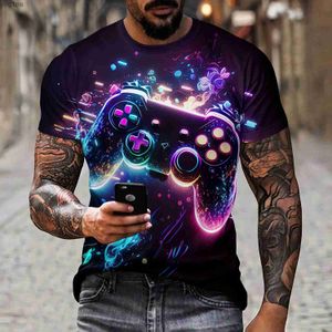 T-shirts voor heren Mens Artistic Color Entertainment Game Controller Patroon Lijn Splicing T-shirt 3D-printen Casual Korte mouwen modieuze PEL2404