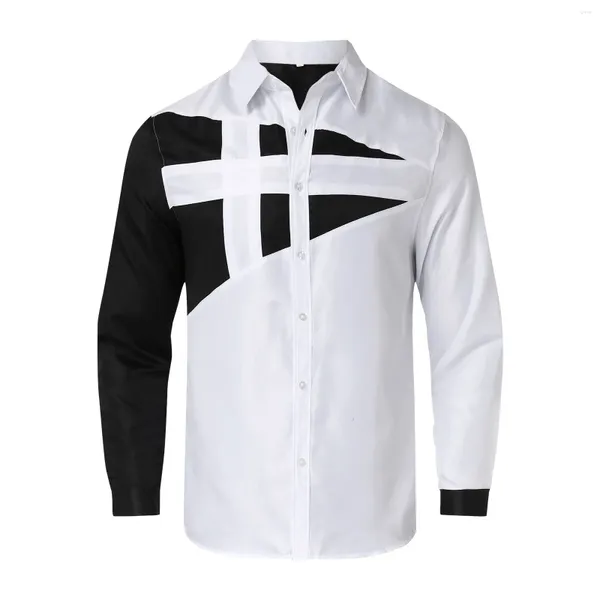 Camisetas para hombres para hombre otoño delgado moda personalidad empalmada camisa de manga larga casual hermoso flor vacaciones suelta étnica impresión 3D camisa