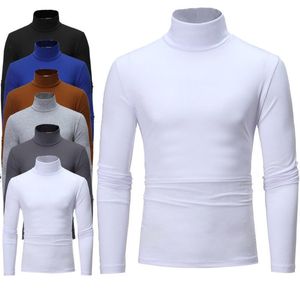 Camisetas para hombre, camiseta cálida de otoño e invierno para hombre, camiseta térmica con cuello de tortuga, suéteres de cuello alto, camiseta elástica, Tops para hombre