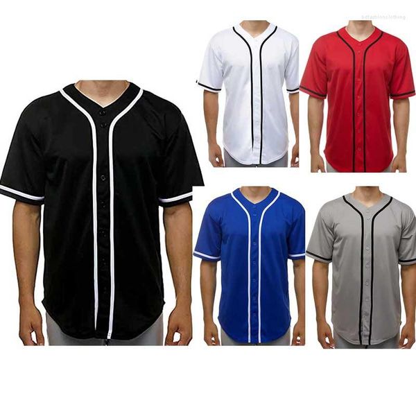 Camisetas de hombre Camiseta de béisbol para hombre Botón abajo Manga corta Hipster Hip Hop Uniformes deportivos 3XL 4XL