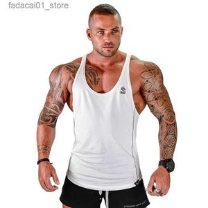 T-shirts masculins pour hommes Bodybuilding Top Top Gyms Fitness Sans manches Shirt 2021 Nouveau Vêtements de coton masculin Fashion Singlet Vest UnderHirtQ240426