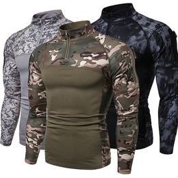 Heren t-shirts Mens Camouflage Tactische militaire kleding gevechtshemdaanval Assault Lange mouw strakke t-shirt Army kostuum 220926