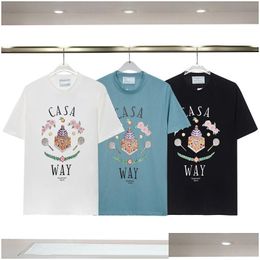 T-shirts pour hommes Mens Casablanc Lettre Imprimer T-shirts De Luxe Noir Créateur De Mode D'été De Haute Qualité Top À Manches Courtes Taille S-Xxxl Dro Dh7Xn