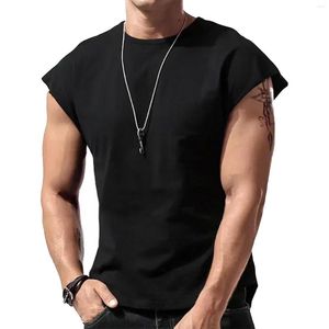 Heren t shirts heren casual ronde nek vest tops mode solide kleur mouwloze t-shirt vakantie reis sporten training hardlopen