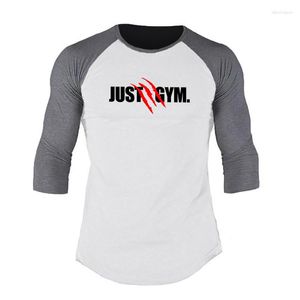 T-shirts pour hommes Hommes Casual Running Marque Vêtements de sport T-shirt Automne Pull O-Neck Mode Confortable Slim Fit T-shirt à manches 3/4