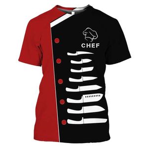 T-shirts masculins Mens chefs t-shirts cuisiner vêtements uniformes drôles Kitchen tS