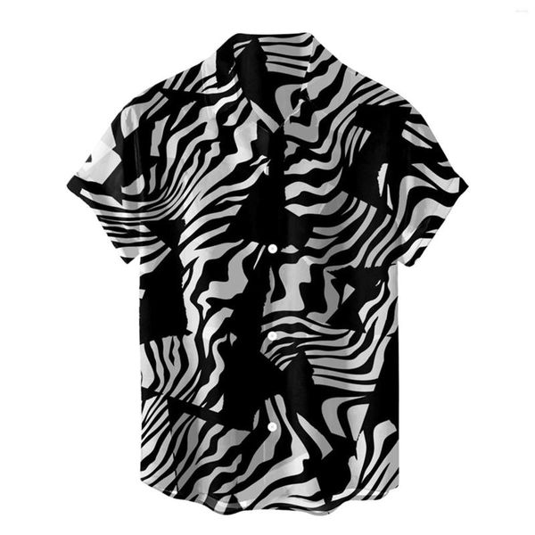 T-shirt da uomo Camicia da uomo manica lunga natalizia da uomo maniche corte stampata abbottonata abito estivo da spiaggia uomo in seta