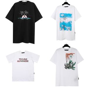 Camisetas para hombre Diseñador para hombre Camiseta corta para mujer New Sunset Coconut Tree Print Manga suelta de gran tamaño Tamaño S / M / L / XL