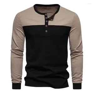 T-shirts hommes hommes en détresse Henley Vintage noir chemise à manches longues hommes décontracté boutonné coton lavé T-shirts pour Camisetas