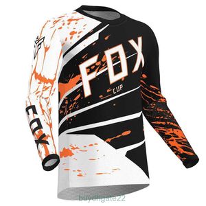 Heren T-shirts Heren Downhill Jerseys Fox Cup Mountainbike Mtb Shirts Offroad Dh Motor Jersey Motocross Sportkleding Kleding AXZT