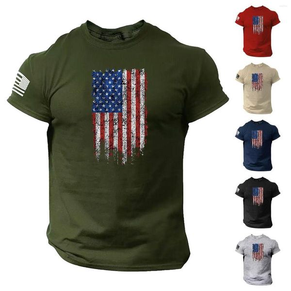 Camisetas para hombre Vestido para hombre Shits Summer Us Flag Logo Casual Fitness Papel de transferencia de calor impreso en 3d para grandes y altos