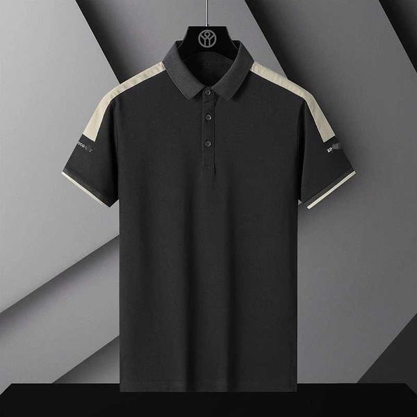 T-shirts masculins pour hommes brodés Polo Short Slve T-shirt Ice Silk Bouton Businet Business Business Casual confort