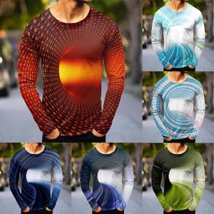 Heren t shirts heren mode casual sport abstract digitaal print ronde nek shirt lange mouw top lang wit