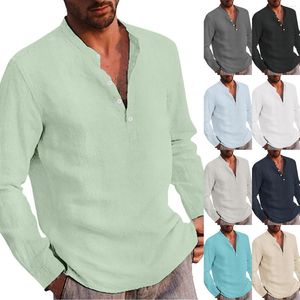 T-shirts pour hommes Mode décontractée Printemps et automne Couleur unie Rétro Robe sociale Chemise Tops Fleur