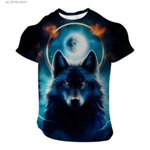 T-shirts voor heren Herenmode T-shirt 3D Beast Hungry Wolf Patroon T-shirt Zomer Casual Korte Slve O-hals Groot Sneldrogend Ademend Tops Y240314