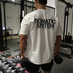T-shirts voor heren Mens Fitness Sport strakke korte mouwen T-shirt zomercompetities Kleding Gym katoen Q240425