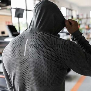 Homens camisetas Mens Fitness Tracksuit Running Sport Hoodie Gym Joggers Com Capuz Outdoor Workout Camisas Tops Roupas Treinamento Muscular Suéter J1121