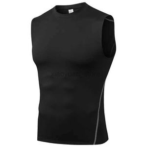 T-shirts masculins pour hommes Gym Bodybuilding Basketball Shirt Top Man Rapide Compression Dry Manche sans manches