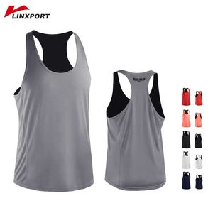 T-shirts heren Gymkleding heren mouwloze jas fitnesstop compressieshirt gesneden hardloopvest sport T-shirt fitnessblad J240330